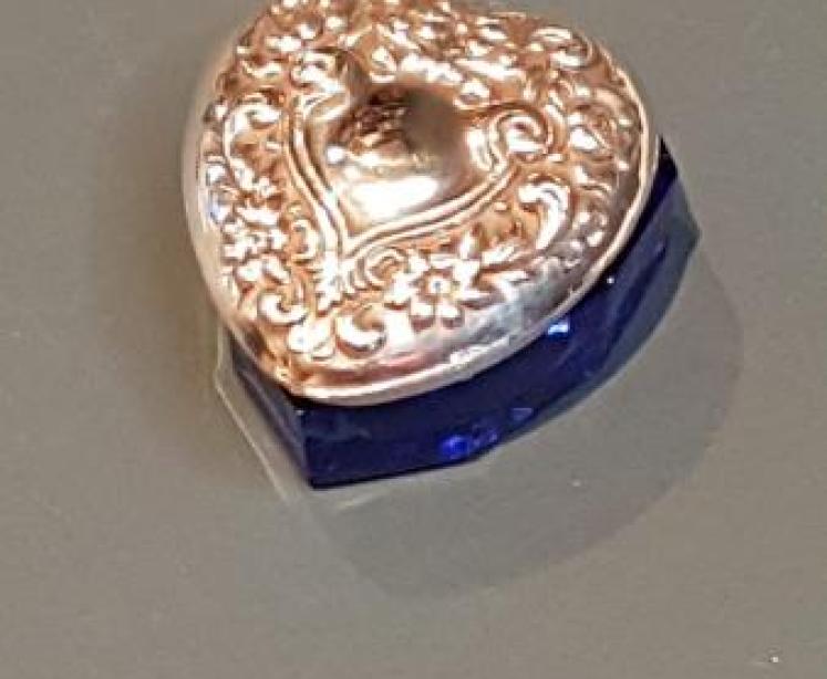 Silver and Bristol Blue Heart Shaped Box - Image 6