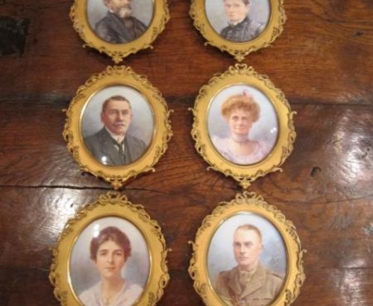Rare Set of Six Edwardian Miniatures on Ivory - Image 1