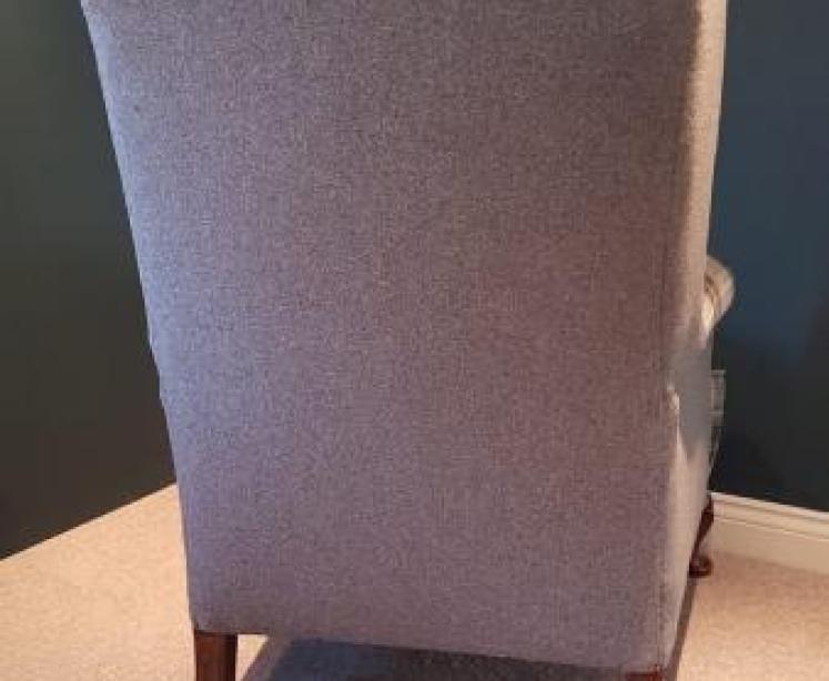 Antique Wing Back Arm Chair in Abraham Moon Fabric - Image 3