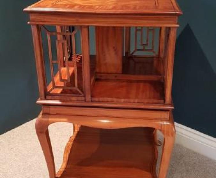Antique Edwardian Period Satinwood Revolving Bookcase - Image 1