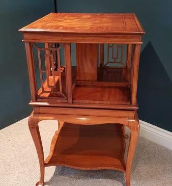 Antique Edwardian Period Satinwood Revolving Bookcase