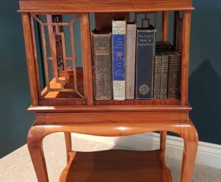 Antique Edwardian Period Satinwood Revolving Bookcase - Image 7