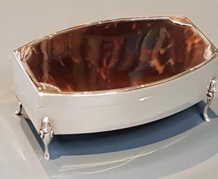 Antique Silver & Tortoiseshell Jewel Box - Image 1