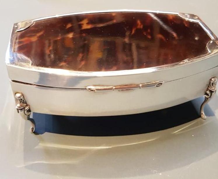 Antique Silver & Tortoiseshell Jewel Box - Image 4