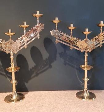 Superb Large Pair of Adjustable Church Candelabra 