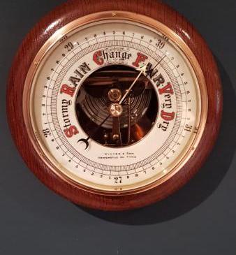 Victorian Oak Skeletonised Aneroid Barometer