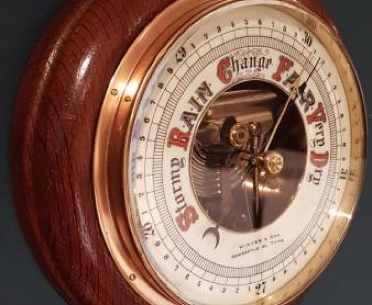 Victorian Oak Skeletonised Aneroid Barometer - Image 2