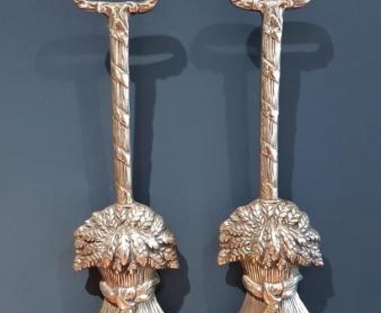 Pair of Victorian Cast Brass Wheatsheaf Door Stops - Image 1