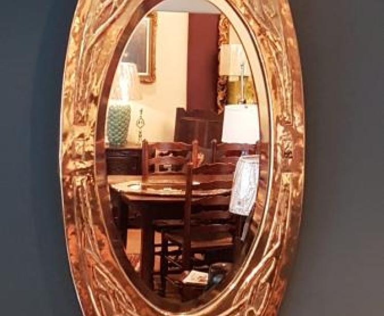 Antique Glasgow School Brass Frame Mirror - Image 1