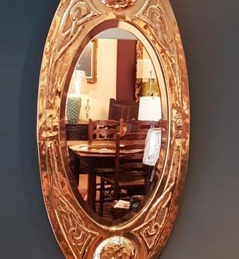 Antique Glasgow School Brass Frame Mirror