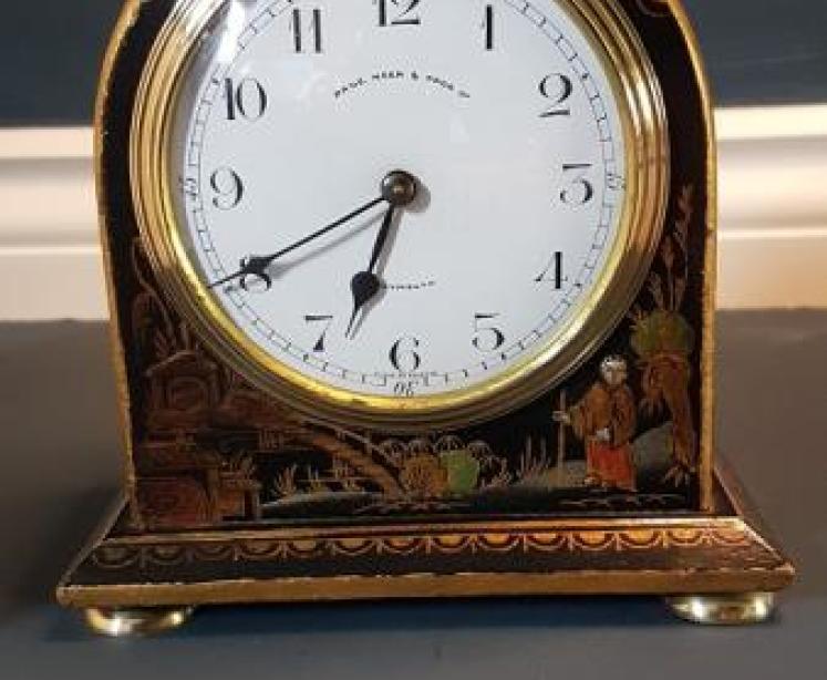 Antique Chinoiserie 8 Day Paris Made Mantel Clock - Image 1