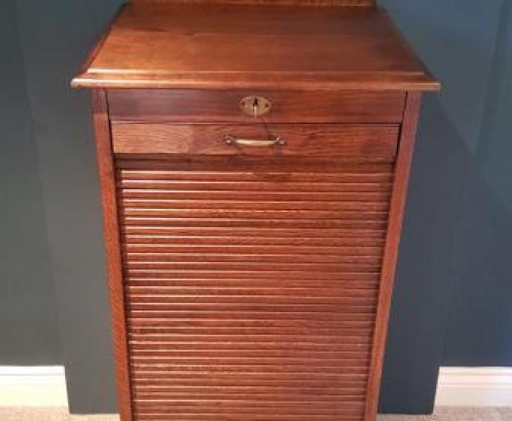 Quality Edwardian Solid Oak Tambour Front File Cabinet - Image 1