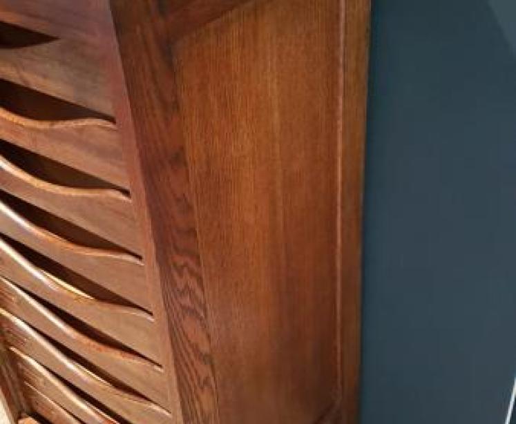 Quality Edwardian Solid Oak Tambour Front File Cabinet - Image 3