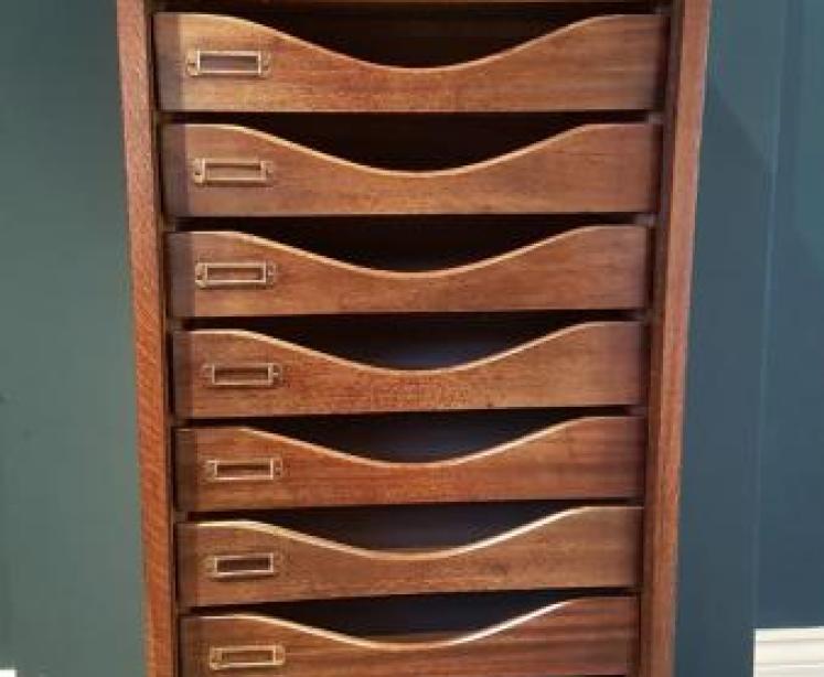 Quality Edwardian Solid Oak Tambour Front File Cabinet - Image 5