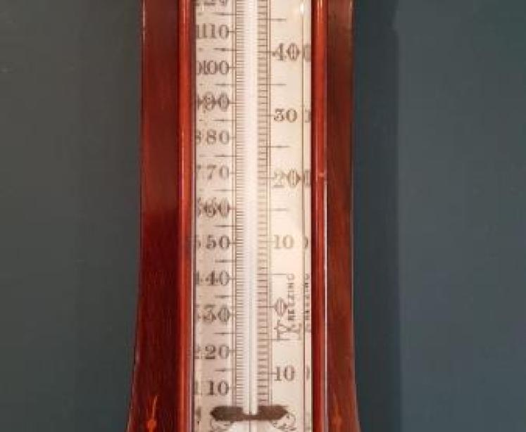 Superb Antique Inlaid Rosewood Banjo Barometer - Image 4