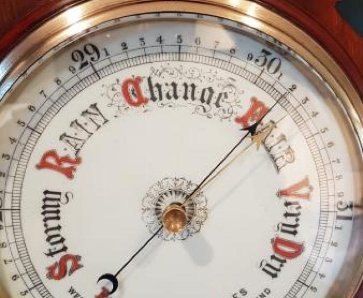 Superb Antique Inlaid Rosewood Banjo Barometer - Image 5