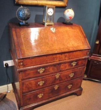 Stunning George I Figured Walnut Inlaid Bureau