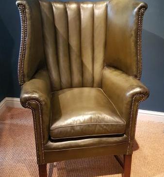 Early Victorian Leather Barrel Back Arm Chair