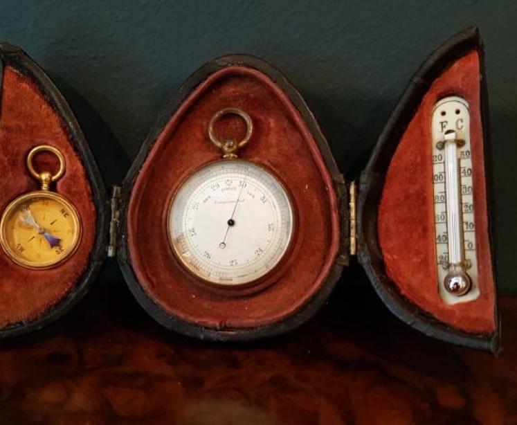 Victorian Pocket Barometer and Compass Set - Image 1