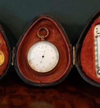 Victorian Pocket Barometer and Compass Set