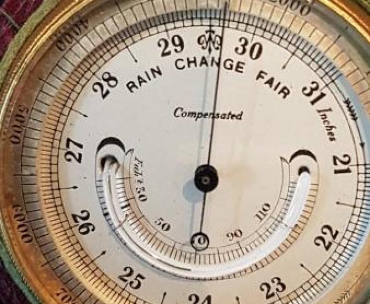 Victorian Pocket Barometer with Crescent Thermometer - Image 2
