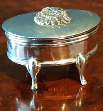 George V Silver Cat Motif Ring Box