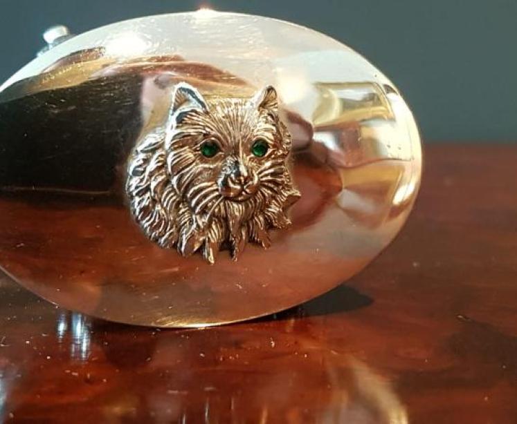 George V Silver Cat Motif Ring Box - Image 2