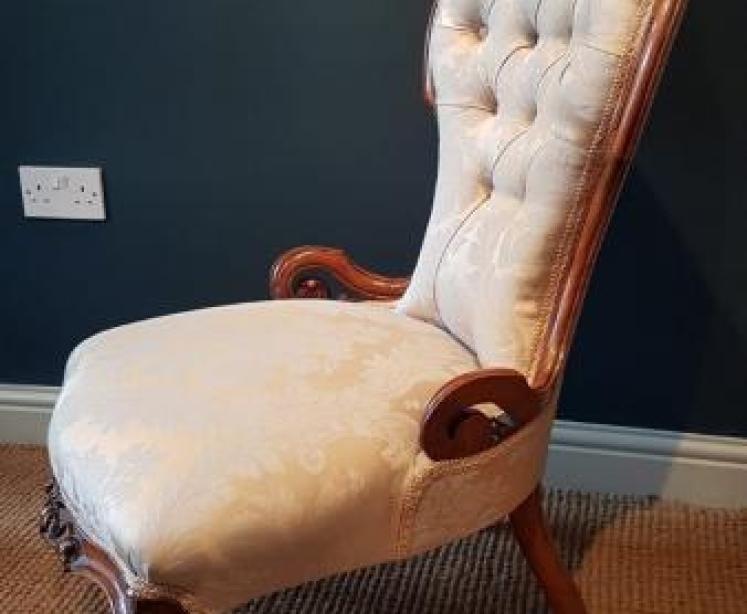 Victorian Carved Walnut Framed Chair - Image 3