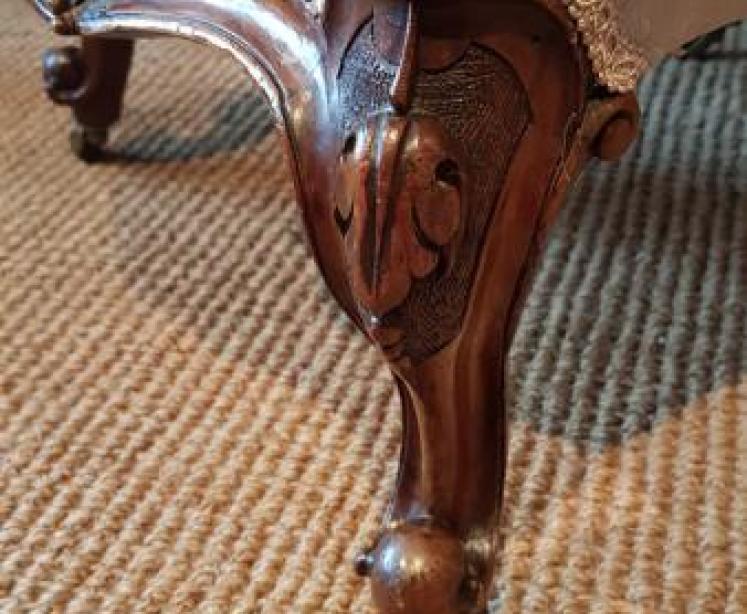 Victorian Carved Walnut Framed Chair - Image 4