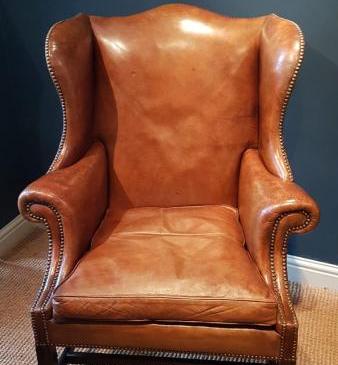 Antique Leather Wing Back Arm Chair