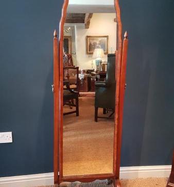 Edwardian Walnut Cheval Mirror