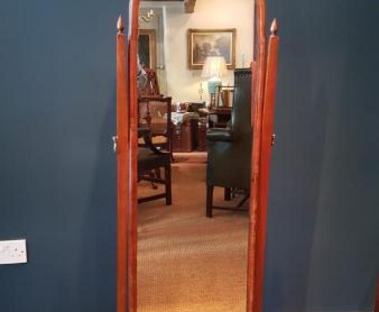 Edwardian Walnut Cheval Mirror - Image 1