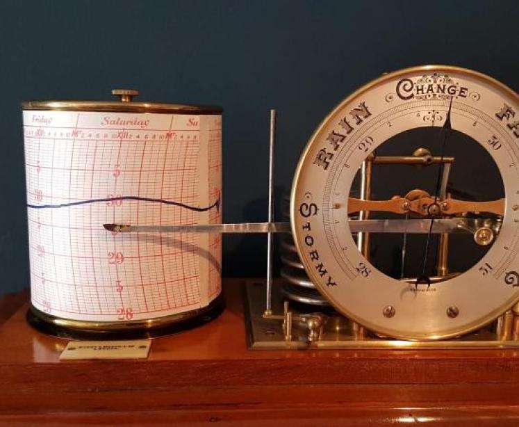 Rare Antique Walnut Barograph on Wall Bracket - Image 2