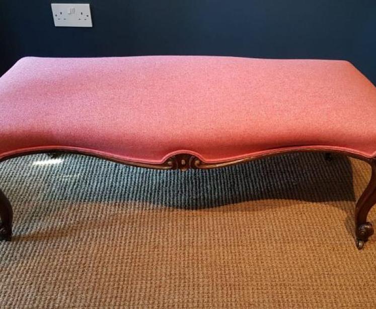 Victorian Carved Mahogany Cabriole Leg Stool - Image 1