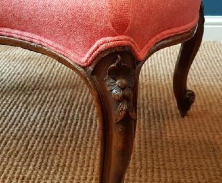 Victorian Carved Mahogany Cabriole Leg Stool - Image 6
