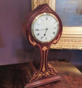 Art Nouveau Fruitwood Inlaid Mantel Clock