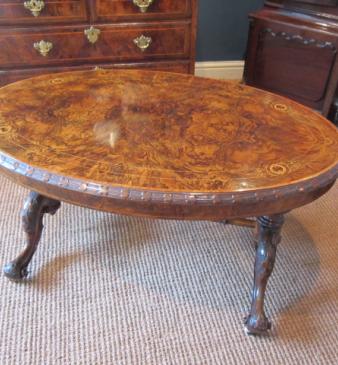 Stunning Victorian Burr Walnut Inlaid Occasional Table