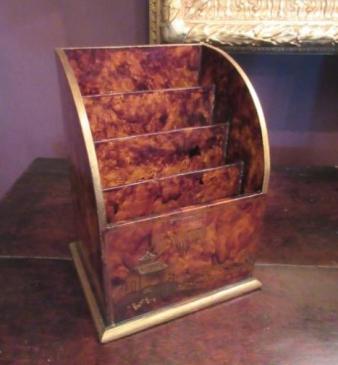 Antique Chinoiserie Simulated Walnut Letter Rack