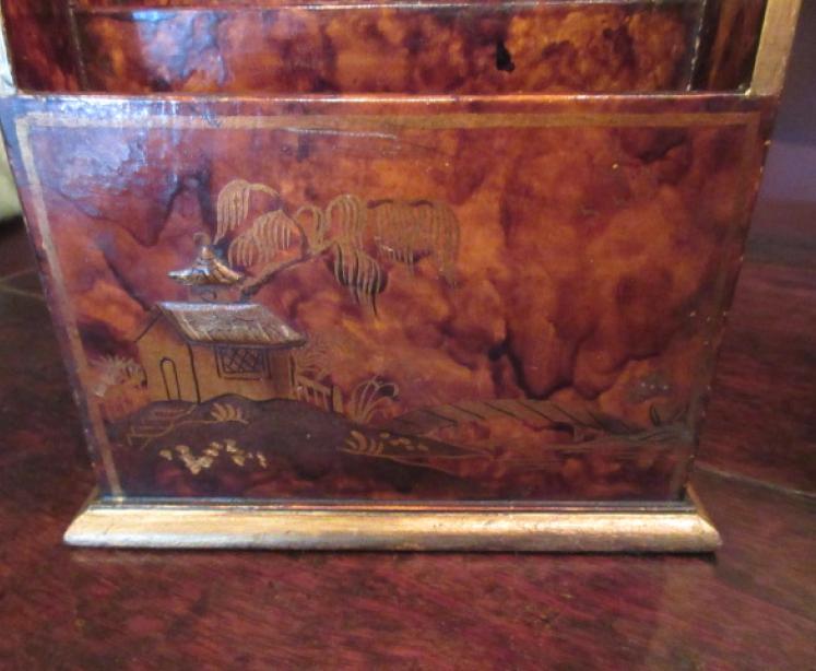 Antique Chinoiserie Simulated Walnut Letter Rack - Image 3