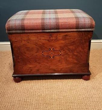 Victorian Inlaid Walnut Ottoman Stool