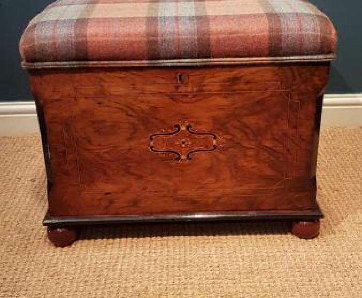 Victorian Inlaid Walnut Ottoman Stool - Image 1
