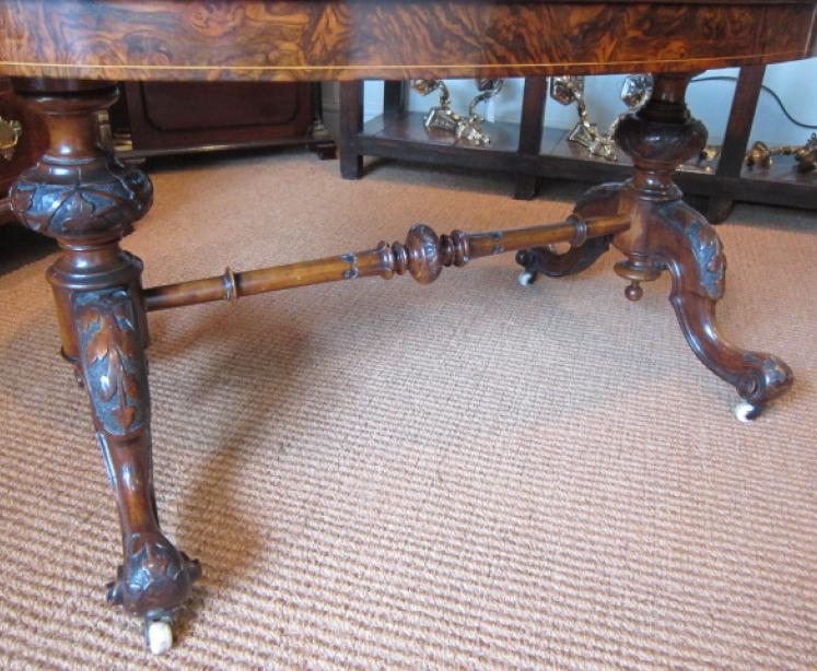 Stunning Victorian Burr Walnut Inlaid Occasional Table - Image 5