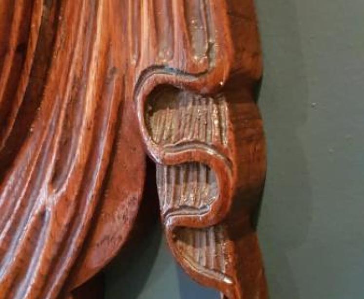 Large Antique Carved Oak Aneroid Barometer - Image 4