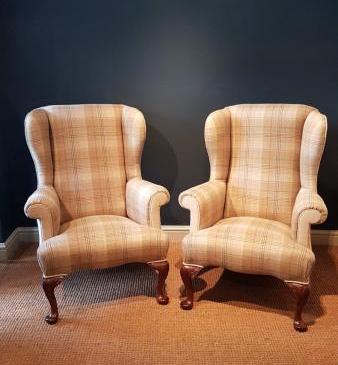Superb Pair of Victorian Wing Back Chairs 