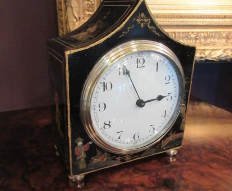 Small Antique Chinoiserie Mantel Clock - Image 1