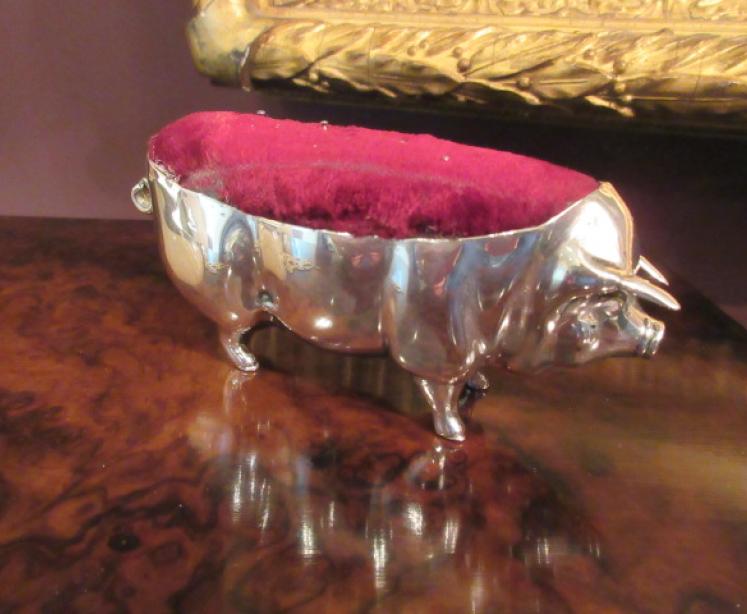 Larger Edwardian Silver 'Pig' Pin Cushion - Image 7