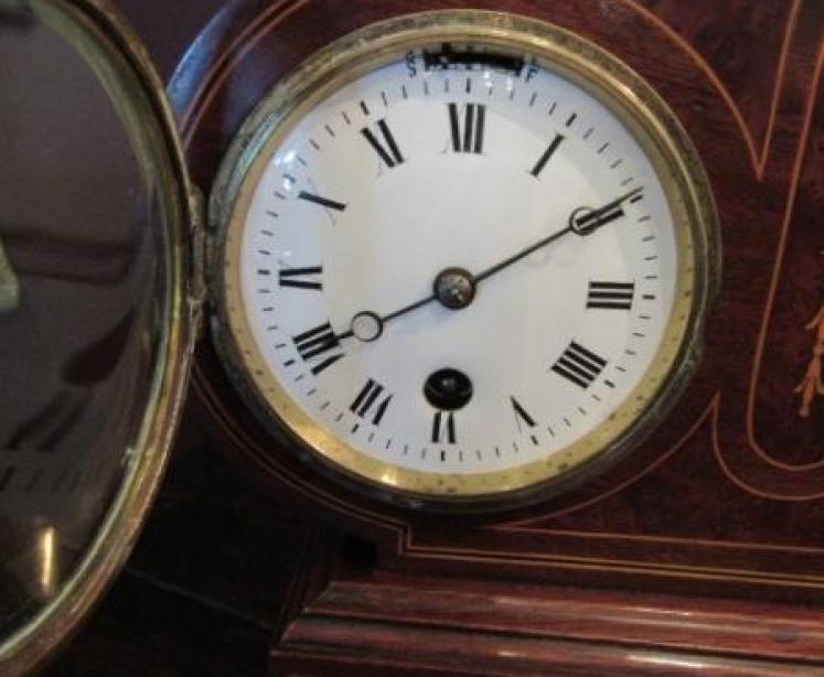 Top Quality Antique Mahogany Inlaid Clock Barometer - Image 5