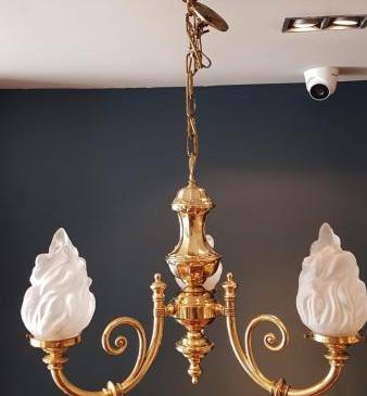Edwardian Cast Brass 3 Arm Chandelier
