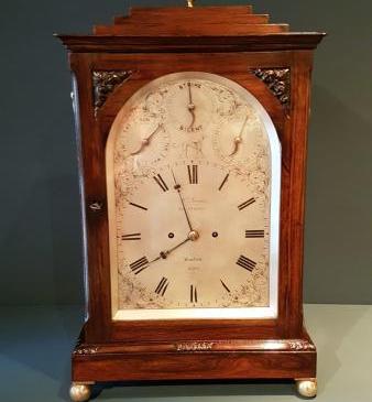 Fine William IV Rosewood Double Fusee Bracket Clock