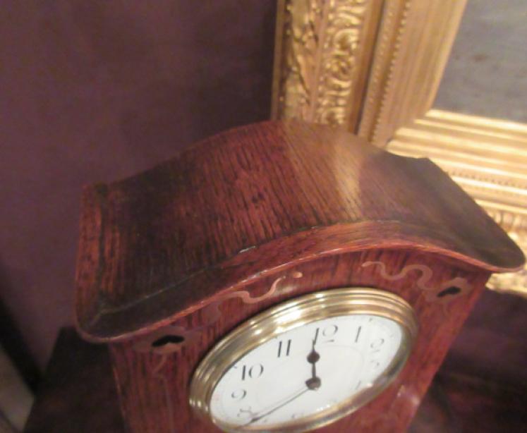 Art Nouveau Copper & Ebony Inlaid Mantel Clock - Image 4